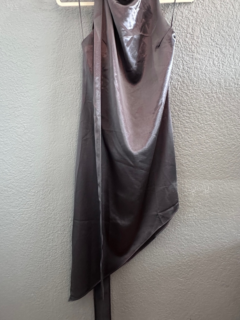 NWT Amanda Uprichard Samba Silk Halter Mini Dress M Charcoal